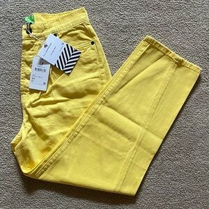 NWT Free People SR vs. Sandrine Rose Virgin Label Solei Yellow Wide Fit Pants